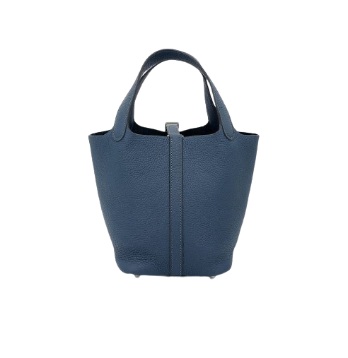 PICOTIN 18 IN BLEU DE PRUSSE CLEMENCE LEATHER WITH PALLADIUM HARDWARE