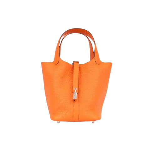 PICOTIN 18 IN ORANGE CLEMENCE LEATHER WITH PALLADIUM HARDWARE